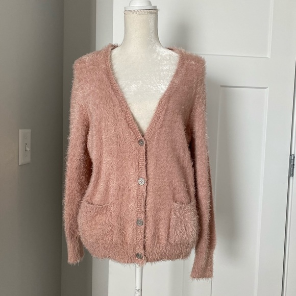 Two by Vince Camuto Sweaters - Two by Vince Camuto Fuzzy Blush Cardigan